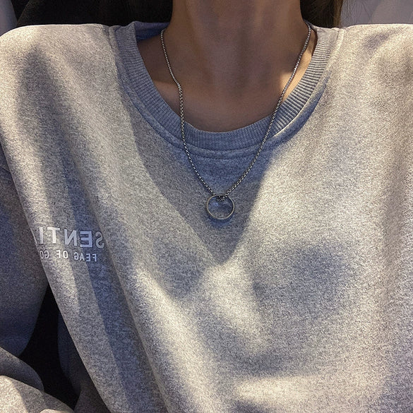 Wholesale Hiphop Fashion Stainless Steel Geometric Pendant Clavicle Chain Necklace For Women Electroplated Metal Accessories