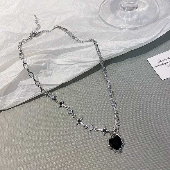 Wholesale Hiphop Fashion Stainless Steel Geometric Pendant Clavicle Chain Necklace For Women Electroplated Metal Accessories