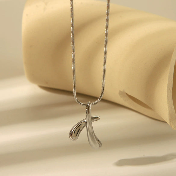 Wholesale Hiphop Female Stainless Steel And Titanium Steel Necklace With Cross Chain And Pendant In Letters Numbers Text Pattern And Pvd Furnace Real Gold Electroplating