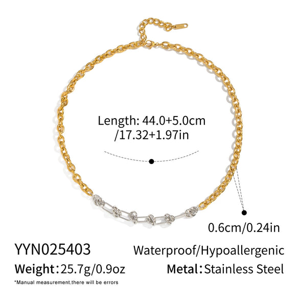Wholesale Hiphop Future Style Geometric Stainless Steel 18K Real Gold Plated Handmade Chain Necklace For Women
