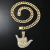 Wholesale Hiphop Geometric Rhinestone Alloy Pendant Necklace With Cuban Chain For Men