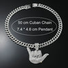 Wholesale Hiphop Geometric Rhinestone Alloy Pendant Necklace With Cuban Chain For Men