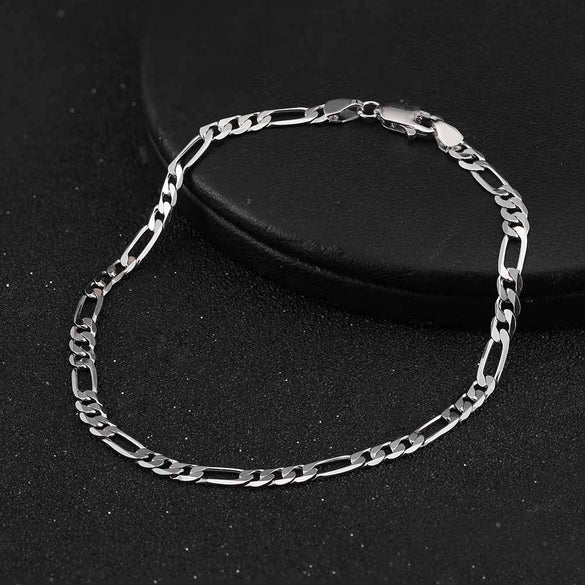 Wholesale Hiphop Geometric S925 Sterling Silver Bracelet Electroplated Figaro Chain Jewelry
