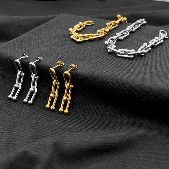 Wholesale Hiphop Geometric Titanium Steel Ushaped Horseshoe Buckle Polished Earrings For Men And Women