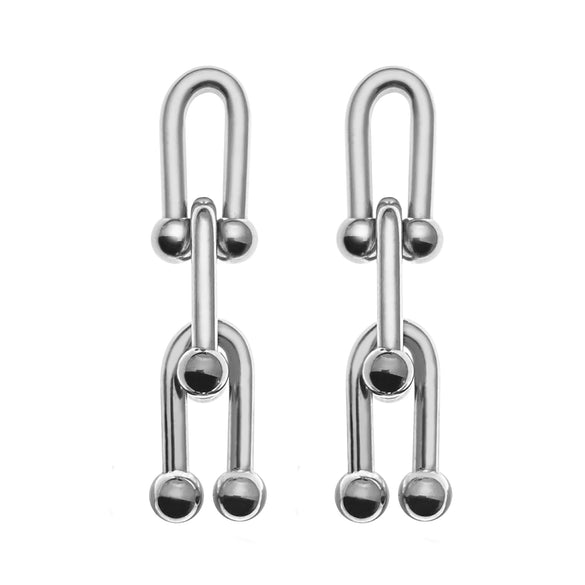 Wholesale Hiphop Geometric Titanium Steel Ushaped Horseshoe Buckle Polished Earrings For Men And Women