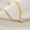 Wholesale Hiphop Geometric Zircon Pendant Cuban Chain Necklace Copperplated 18K Gold