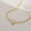 Wholesale Hiphop Geometric Zircon Pendant Cuban Chain Necklace Copperplated 18K Gold