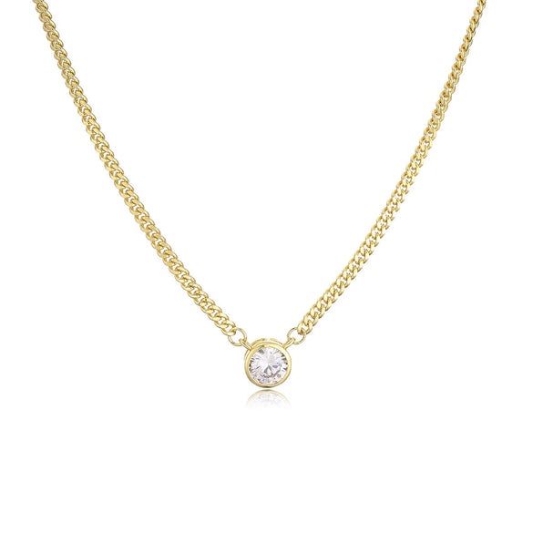 Wholesale Hiphop Geometric Zircon Pendant Cuban Chain Necklace Copperplated 18K Gold