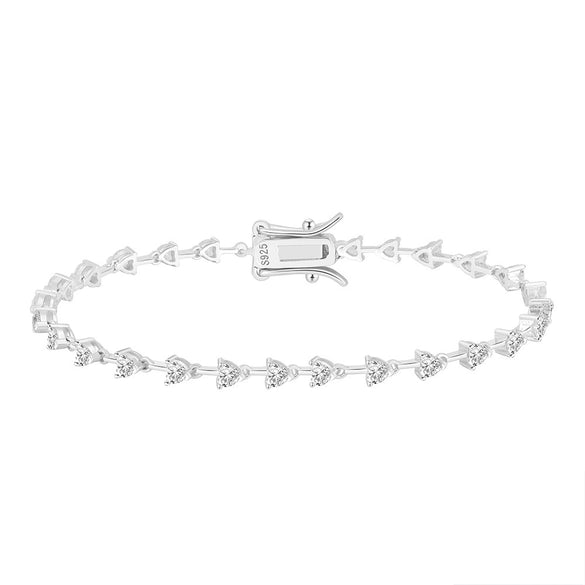 Wholesale Hiphop Ins Style Geometric Heartshaped Zircon Tennis Bracelet For Women S925 Silver Electroplated