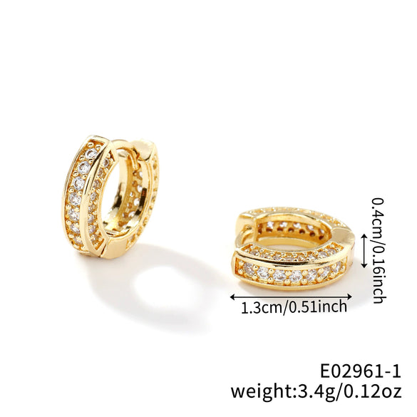 Wholesale Hiphop Ins Trendy Zircon Microinlaid Geometric Copper Ring Earrings For Men And Women