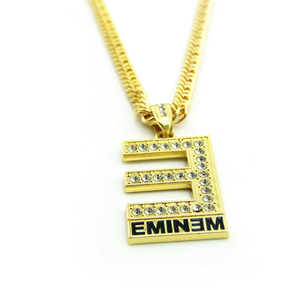 Wholesale Hiphop Jewelry Alloy Necklace With Letter E Pendant And Electroplating Process