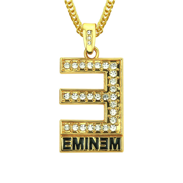 Wholesale Hiphop Jewelry Alloy Necklace With Letter E Pendant And Electroplating Process
