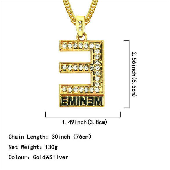 Wholesale Hiphop Jewelry Alloy Necklace With Letter E Pendant And Electroplating Process