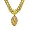 Wholesale Hiphop Jewelry Alloy Rugby Geometric Full Diamond Pendant Necklace For Men