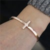 Wholesale Hiphop Jewelry Titanium Steel Geometric Open Cross Bracelet Unisex Simple Style