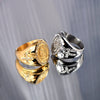 Wholesale Hiphop Jewelry Titanium Steel Goldplated Geometric Men's Ring