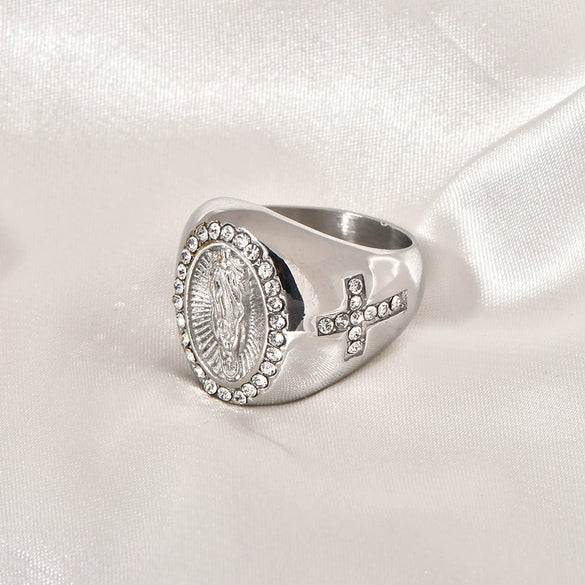 Wholesale Hiphop Jewelry Titanium Steel Goldplated Geometric Men's Ring