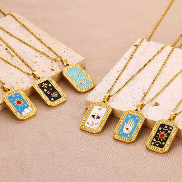 Wholesale Hiphop Long Sweater Chain Devil's Eye Titanium Steel Electroplating Unisex Water Whip Chain