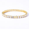 Wholesale Hiphop Men's Bracelet Copper Tennis Chain Microinlaid Singlerow Zircon Spring Buckle