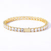 Wholesale Hiphop Men's Bracelet Copper Tennis Chain Microinlaid Singlerow Zircon Spring Buckle