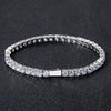 Wholesale Hiphop Men's Bracelet Copper Tennis Chain Microinlaid Singlerow Zircon Spring Buckle