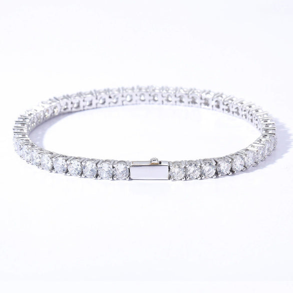 Wholesale Hiphop Men's Bracelet Copper Tennis Chain Microinlaid Singlerow Zircon Spring Buckle