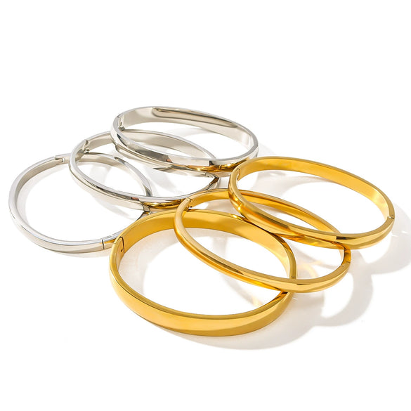 Wholesale Hiphop Metal Simple Geometric Bracelet And Ring Set For Women Stainless Steel With Electroplating