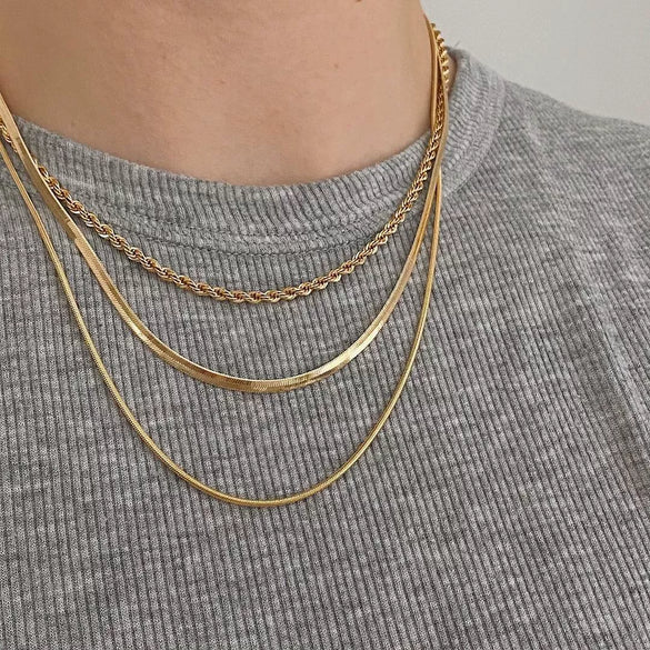 Wholesale Hiphop Multilayered Clavicle Chain Titanium Steel Ushaped Electroplating Twist Chain