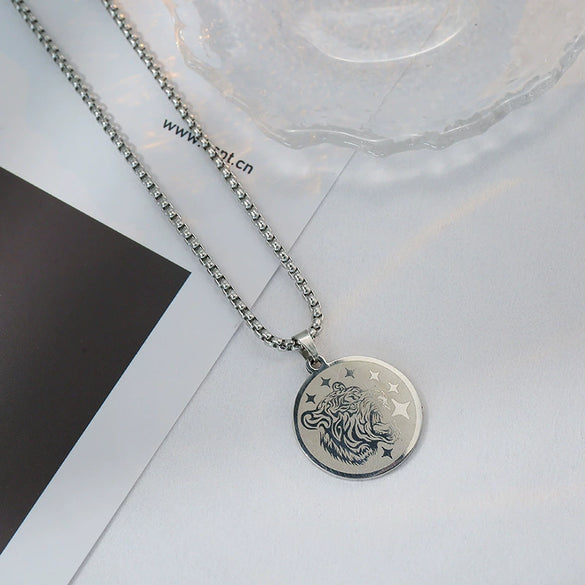 Wholesale Hiphop Personality Pendant Titanium Steel Necklace With Geometric Design For Men And Women