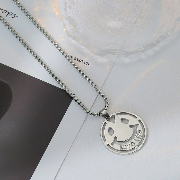 Wholesale Hiphop Personality Pendant Titanium Steel Necklace With Geometric Design For Men And Women