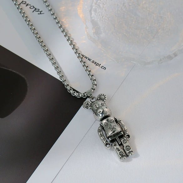 Wholesale Hiphop Personality Pendant Titanium Steel Necklace With Geometric Design For Men And Women