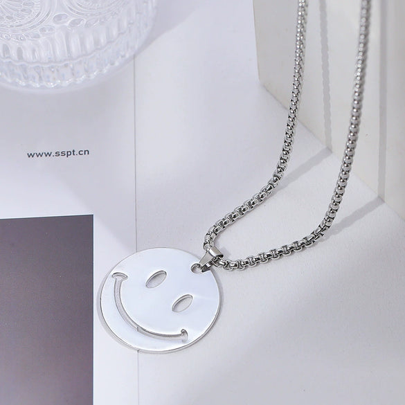 Wholesale Hiphop Personality Pendant Titanium Steel Necklace With Geometric Design For Men And Women