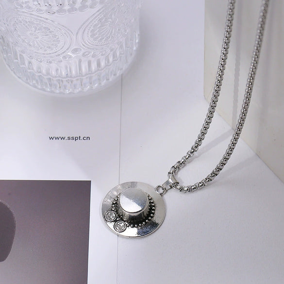 Wholesale Hiphop Personality Pendant Titanium Steel Necklace With Geometric Design For Men And Women