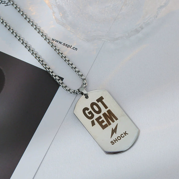 Wholesale Hiphop Personality Pendant Titanium Steel Necklace With Geometric Design For Men And Women