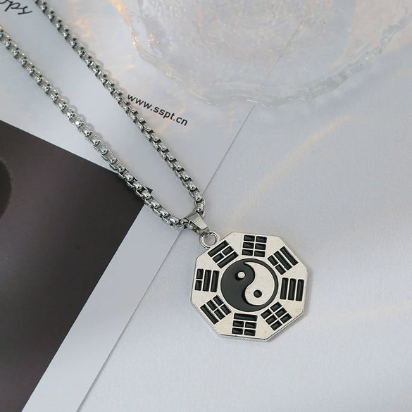 Wholesale Hiphop Personality Pendant Titanium Steel Necklace With Geometric Design For Men And Women
