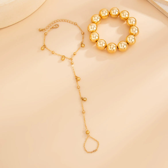 Wholesale Hiphop Punk Geometric Metal Chain Bracelet Set For Women Copperclad Iron Electroplating