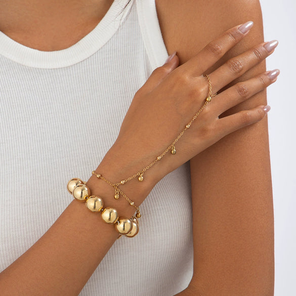 Wholesale Hiphop Punk Geometric Metal Chain Bracelet Set For Women Copperclad Iron Electroplating