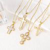Wholesale Hiphop Retro Cross Pendant Necklace Copper Inlaid With Zircon Geometric Ushaped Electroplated For Women