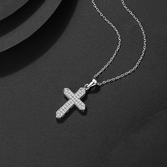 Wholesale Hiphop Retro 925 Sterling Silver Pointed Cross Pendant Necklace With Electroplating And Chain