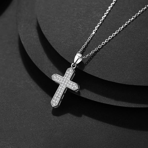 Wholesale Hiphop Retro 925 Sterling Silver Pointed Cross Pendant Necklace With Electroplating And Chain