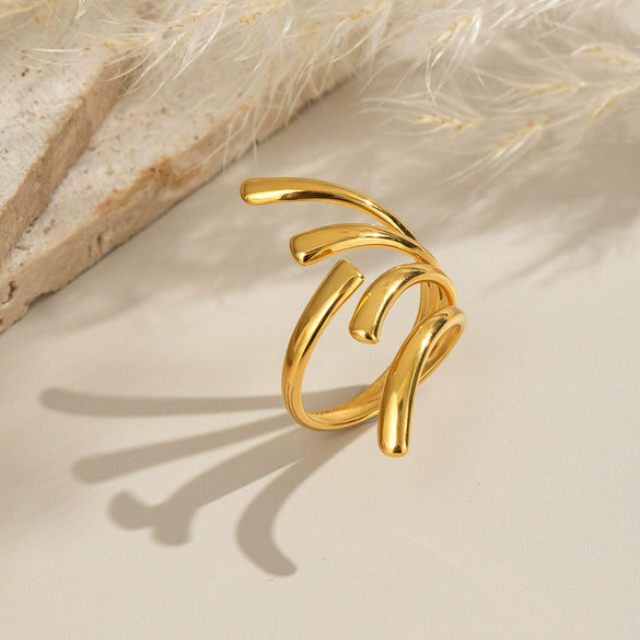 Wholesale Hiphop Rock Stylish Geometric Ring In Stainless Steel With Electroplating For Women