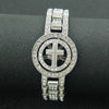 Wholesale Hiphop Rotatable Cross Alloy Watch Chain Bracelet For Men With Geometric Diamond Design