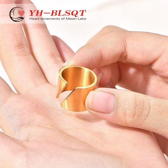 Wholesale Hiphop Simple Stainless Steel And Titanium Steel Bevel Open Ring For Female With Fruit Pattern And Electroplating Process