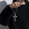 Wholesale Hiphop Simple Titanium Steel Necklace With Black Cross Pendant Electroplated For Men And Women