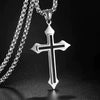 Wholesale Hiphop Simple Titanium Steel Necklace With Black Cross Pendant Electroplated For Men And Women