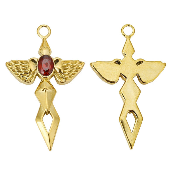 Wholesale Hiphop Stainless Steel Angel Wing Cross Pendant With Electroplating Treatment And Natural Zircon For Female