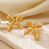 Wholesale Hiphop Stainless Steel Bow Earrings 18K Goldplated
