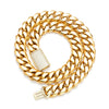 Wholesale Hiphop Stainless Steel Cuban Chain Micropaved Zircon Buckle Necklace With Geometric Pattern 18K Gold Electroplated