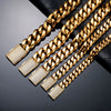 Wholesale Hiphop Stainless Steel Cuban Chain Micropaved Zircon Buckle Necklace With Geometric Pattern 18K Gold Electroplated