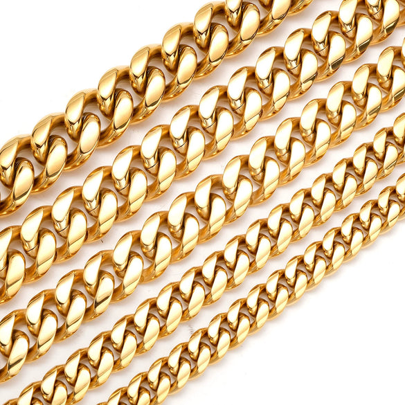 Wholesale Hiphop Stainless Steel Cuban Chain Micropaved Zircon Buckle Necklace With Geometric Pattern 18K Gold Electroplated